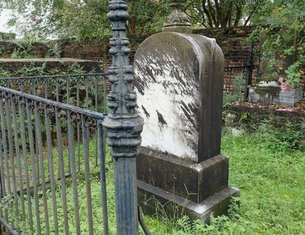 Cast iron fence on grave